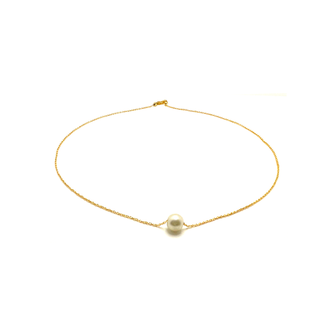 Women's Minimalist Imitation Pearl Pendent on Gold Plated Chain Necklace