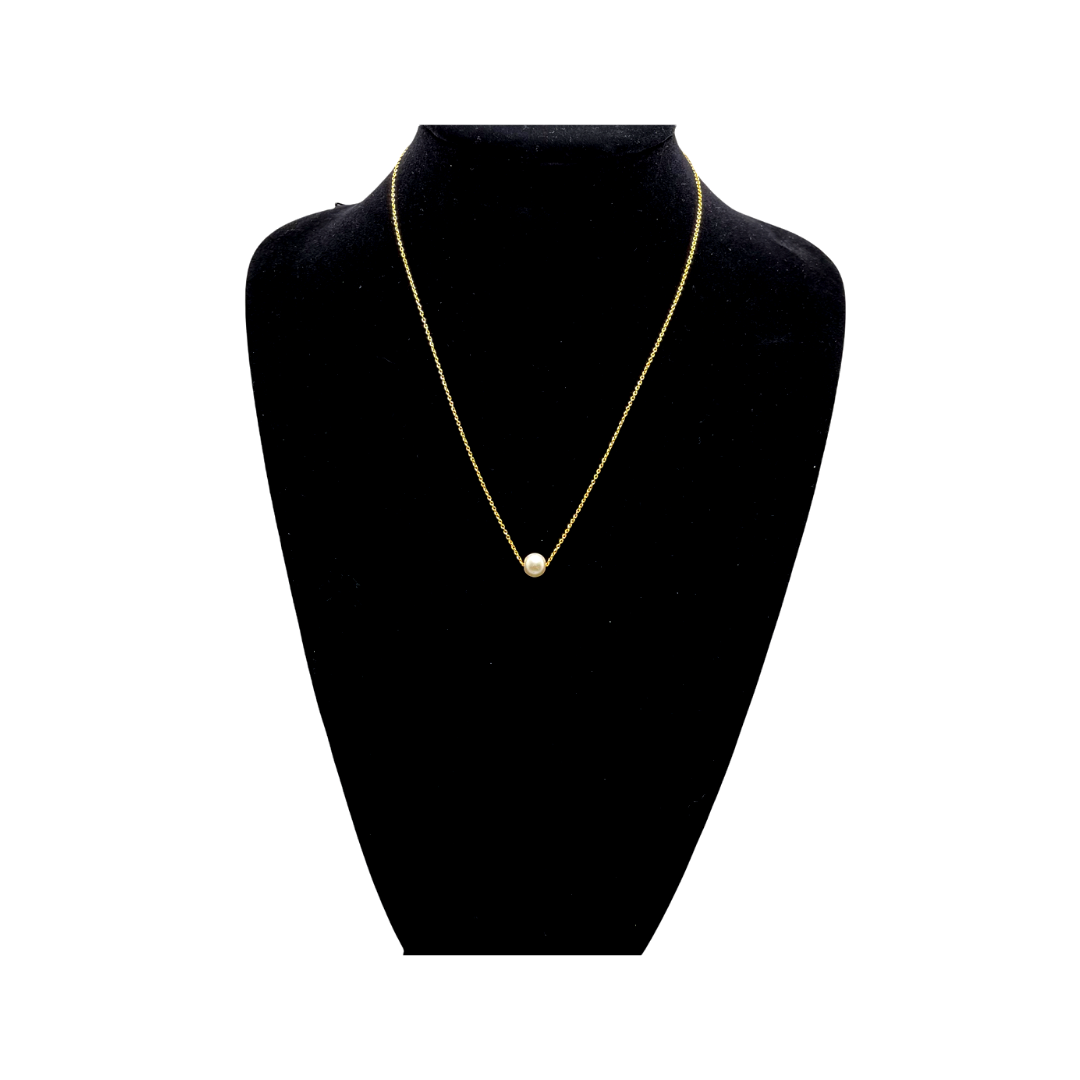 Women's Minimalist Imitation Pearl Pendent on Gold Plated Chain Necklace