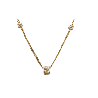 Gold Plated Designer Chain with CZ Diamond Square Ball