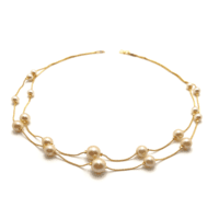 Gold Plated Double Strand Designer Chain With Pearls