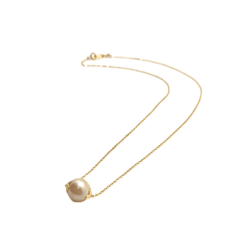 Gold Plated Chain with Single Imitation Pearl Necklace