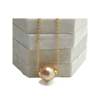 Gold Plated Chain with Single Imitation Pearl Necklace