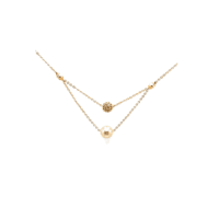 Gold Plated Chain with Round CZ Diamond Ball & Pearl