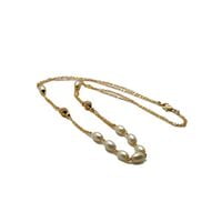 Gold Plated Designer Chain With White Pearls