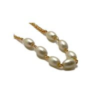 Gold Plated Designer Chain With White Pearls