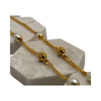 Gold Plated Designer Chain With White Pearls